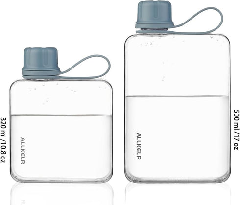 Portable Flat Water Bottle,BPA Free Reusable Tritan Plastic Travel Water Bottle Cup,Lightweight Leakproof Slim Water Bottle Fits Purse,Backpacking...